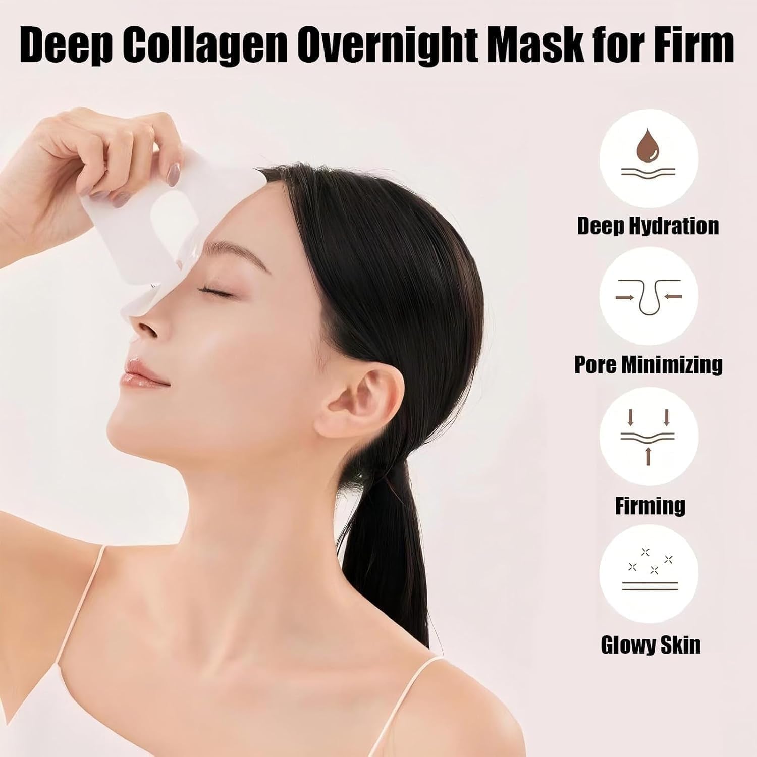 10PCS Mask Collagen, Collagen Real Deep Mask, Masque Collagene Visage, Korean Masque Collagene Visage Real Deep Mas-K, Masqu-E De Nuit Anti-Rides, Pore Minimizing Elasticity Improvem.
