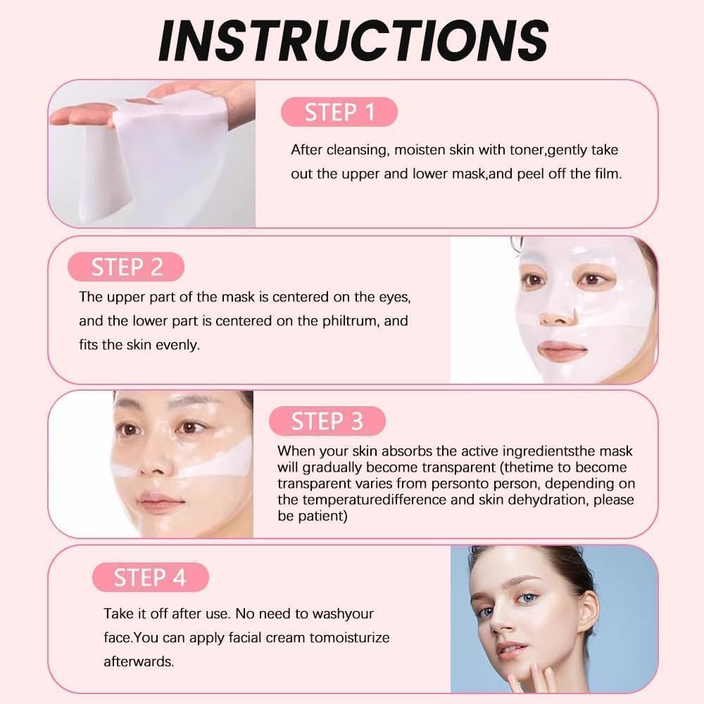 10PCS Mask Collagen, Collagen Real Deep Mask, Masque Collagene Visage, Korean Masque Collagene Visage Real Deep Mas-K, Masqu-E De Nuit Anti-Rides, Pore Minimizing Elasticity Improvem.